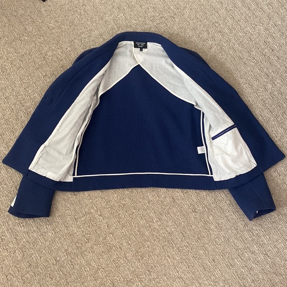 Creatures of the Wind Ribbed Navy Blue Blazer Jacket Split Bell Sleeve sz 2 - Picture 5 of 11